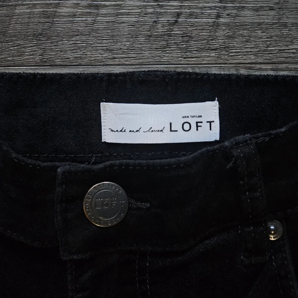 💙🩷Made & Loved LOFT Womens Pants Black Size 2 (26) Skinny Velour 5-Pocket 💛💙